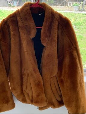 Free People Plush Teddy Jacket in Chestnut